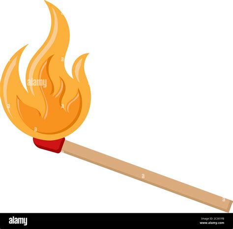 Lit Matchstick, Burning Matchstick Vector Art Illustration Stock Vector ...