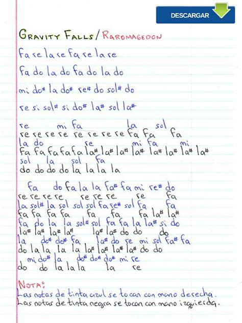 Marte Franco Tamano relativo notas musicales para teclado Abuelos visitantes Tesoro fuga de la ...