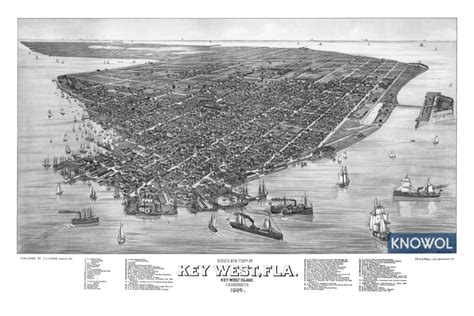 Beautifully restored map of Key West, Florida from 1884 - KNOWOL