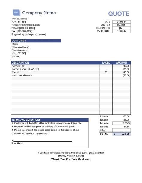 17+ Excel quotation templates - Free Quotation Templates - Estimate