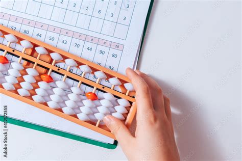 Japanese traditional abacus soroban isolated on white background. Child ...