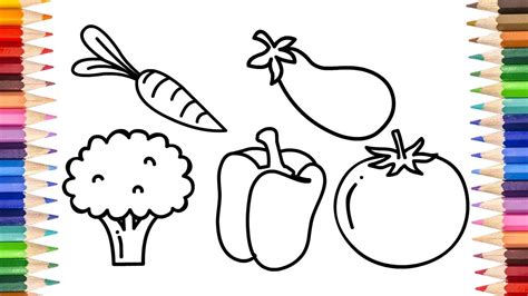 Vegetables Drawing for Step by Step Easy|How to Draw Vegetables|Five Vegetables Drawing Telugu ...