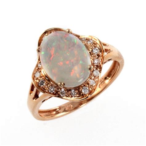 14ct rose gold opal & diamond ring. - from Mr Harold and Son Jewellery UK