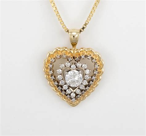 14k Yellow Gold Diamond Heart Pendant Necklace 1.00 ct TCW - 18" Length - Tangible Investments