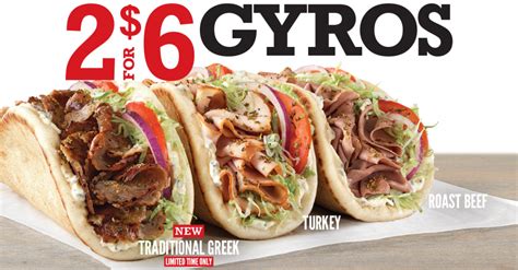 Arby’s 2 for $6 Gyros