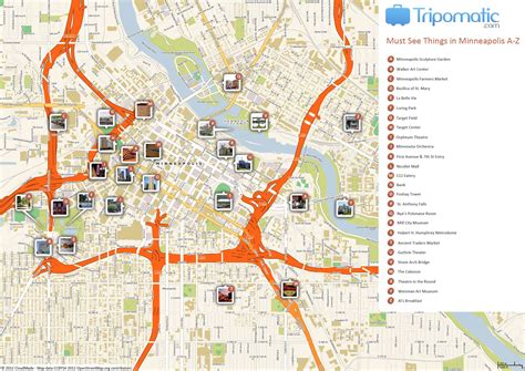 Free Printable Map of Minneapolis attractions. | Free Tourist Maps ...