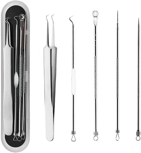 Qulable Blackhead Remover Tool,Curved Blackhead Tweezers Kit,Stainless Pimple Acne Blemish ...