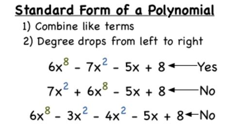 Standard form of a polynomial | Polynomials, Standard form, Combining ...