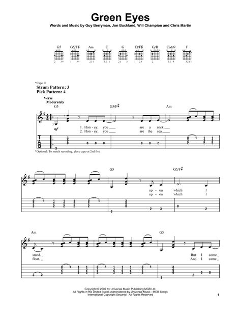 Green Eyes by Coldplay - Easy Guitar Tab - Guitar Instructor