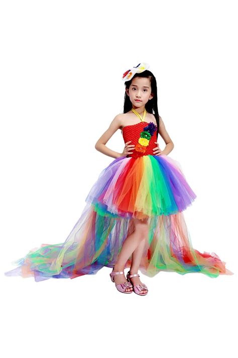 Girl Rainbow dress children princess dress flower girl dress-in Dresses ...