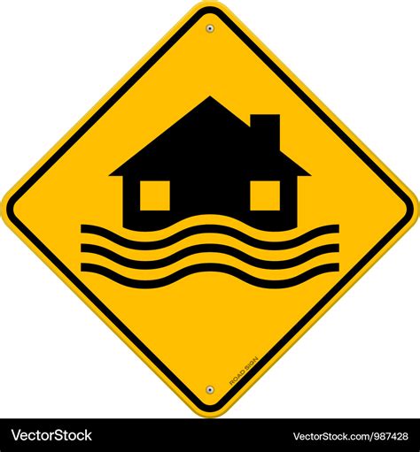 Flood Disaster Yellow Sign Royalty Free Vector Image