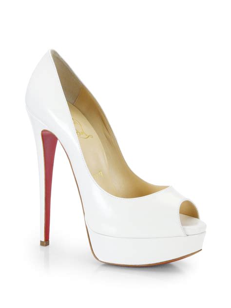 Lyst - Christian louboutin Lady Peep Leather Pumps in White