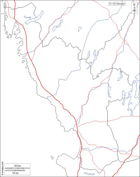 Halland free map, free blank map, free outline map, free base map boundaries, hydrography, roads ...