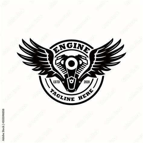 engine logo vector. motorcycle, engine, vector, automotive, wings, machine, emblem, auto, logo ...