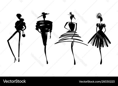 Fashion models sketch hand silhouette pop art Vector Image