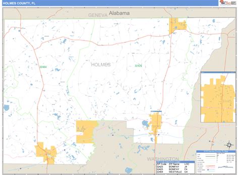 Holmes County, Florida Zip Code Wall Map | Maps.com.com