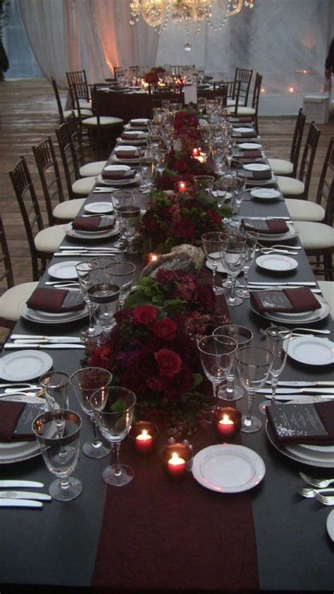 Maroon Wedding Decor 17 A Moody Tablescape With A Black Tablecloth ...