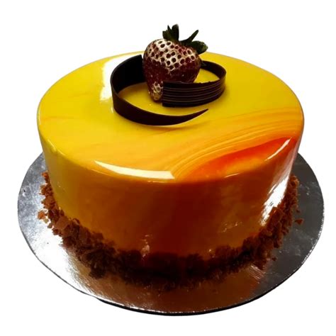 Mango Mirror Glaze Cake - Andro Cakes