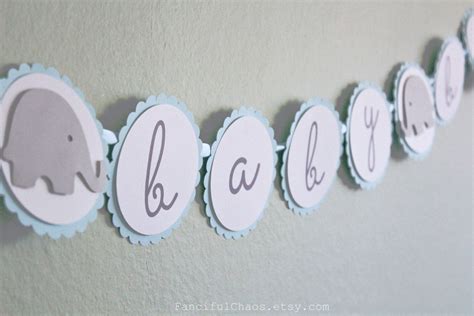 Baby Boy Light Blue White Grey Elephant Paper Banner Bunting - Etsy ...