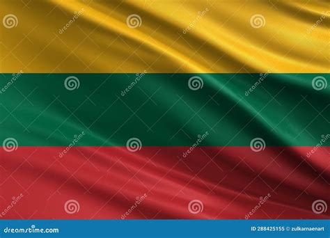 Lithuania Flag with Fabric Texture, Official Colors, 3D Illustration ...