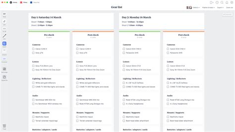 Film Production Equipment List Template & Example - Milanote