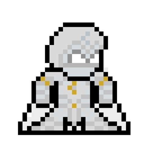 a pixellated image of a robot sitting down