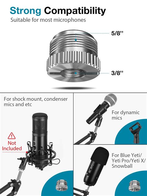 InnoGear Microphone Stand Mic Arm Micro Boom Arm with 3/8" to 5/8" Screw Adapter, Mic Clip ...