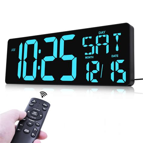 Buy Digital Wall Clock Large Display, 16.5" LED Wall Clock with Date ...