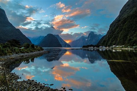 HD wallpaper: Bowen River, Milford Sound, New Zealand, waterfalls, mountains, green mountains ...