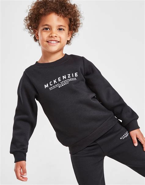 Black McKenzie Mini Essential Large Logo Crew Tracksuit Children | JD Sports