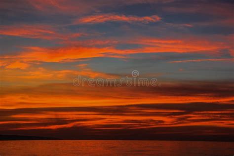 Beautiful Red Sunset on a Big Lake Stock Image - Image of cloud, harbor ...