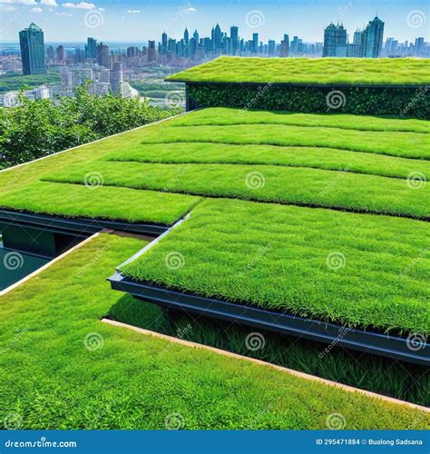 Green Roof Installation on a Stock Illustration - Illustration of urban ...