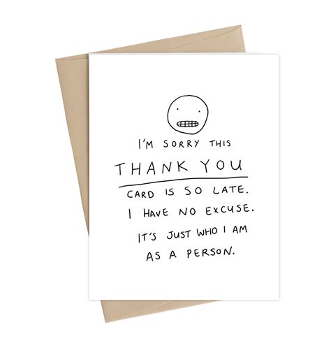 Sorry for the Late Card // Funny Thank You Card // Thank You - Etsy Canada