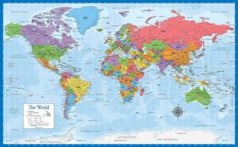 Amazon.com : Laminated World Map - 18" x 29" - Wall Chart Map of the World - Made in the USA ...