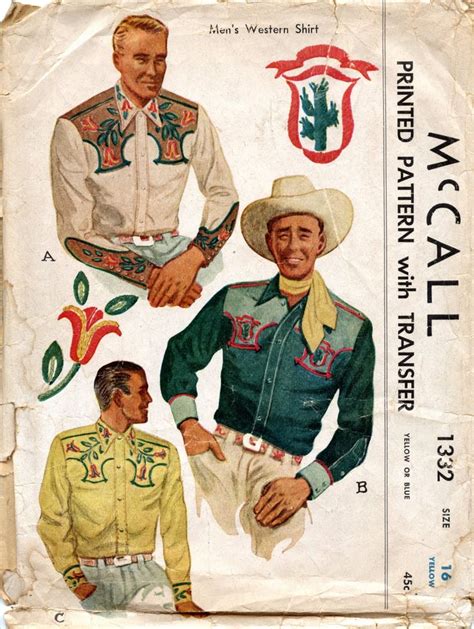 1940's Western Shirt pattern | Vintage men's sewing patterns I like ...