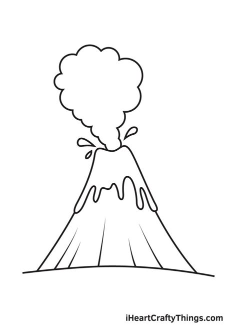 Volcano Drawing - How To Draw A Volcano Step By Step