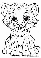 Cute Jaguar Coloring Page » Free Download Artus Art sketch template