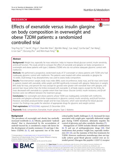 (PDF) Effects of exenatide versus insulin glargine on body composition ...