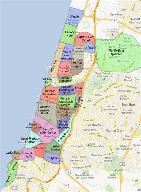 Tel Aviv neighborhood map - Tel Aviv neighborhoods map (Israel)