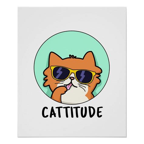 Cattitude Funny Cat Pun Poster | Zazzle in 2024 | Cat puns, Cute puns ...