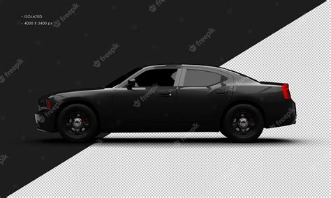 Premium PSD | Isolated realistic black modern muscle sport sedan car from left side view