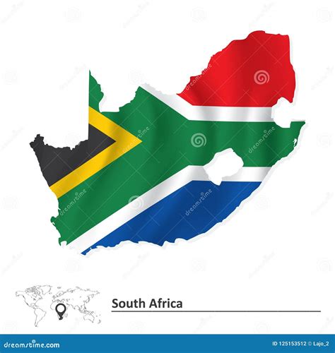 Map of South Africa with Flag Stock Vector - Illustration of flag, icon ...