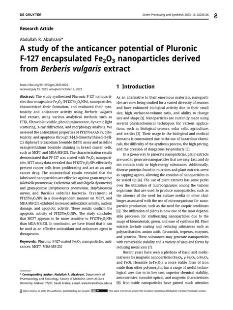 (PDF) A study of the anticancer potential of Pluronic F-127 ...