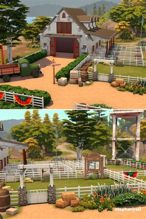 Horse Ranch The Sims 4 No CC Build | Sims house, Sims house design ...