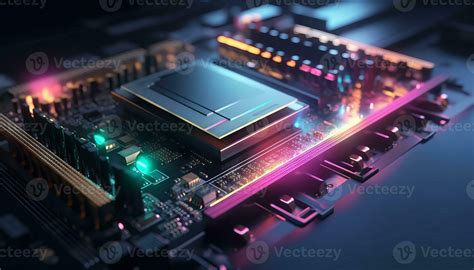 AI generated Close up view of a modern GPU card with circuit and ...