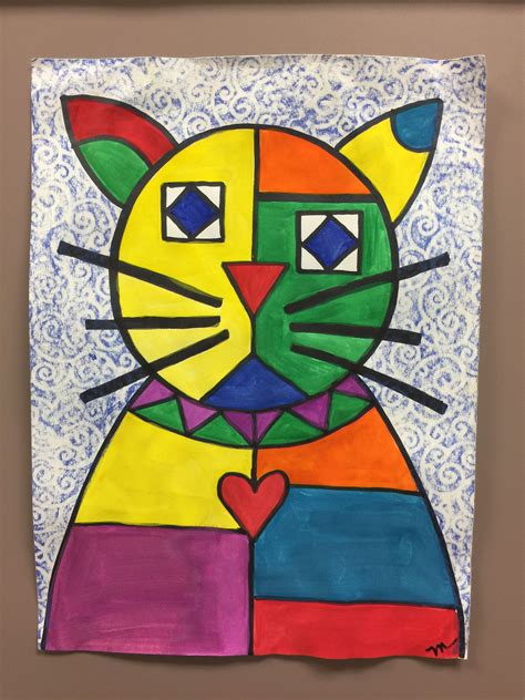 Paul Klee inspired cat for grades 1-3, created by Meredith Terry. | Elementary art projects ...