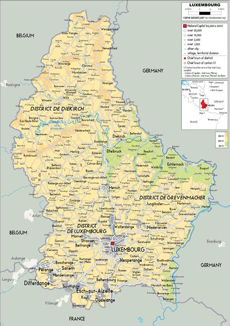 Luxembourg Map (Physical) - Worldometer