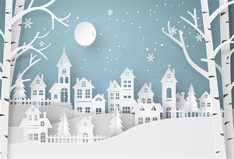 Christmas Village Night Moon Photo Backdrop LV-975 – Dbackdrop