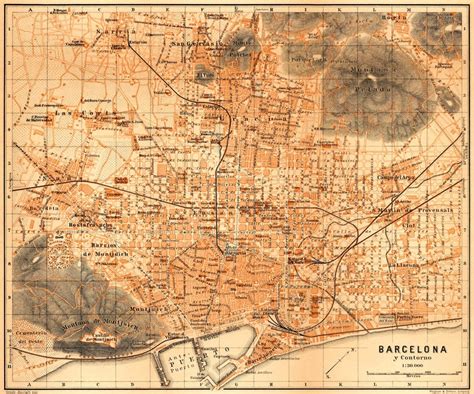 Barcelona map Old map restored Fine giclee print on paper | Etsy