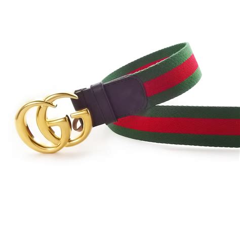 Gucci // Contoured GG Stripe Ribbon Creased Belt // Green + Red + Gold ...